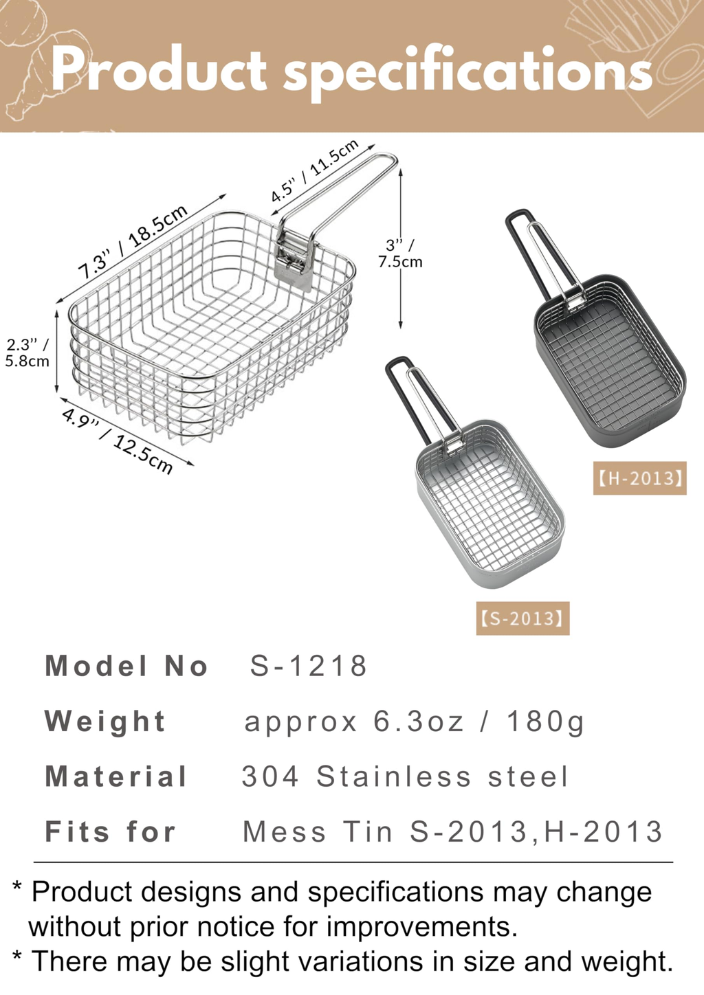 CAMPINGMOON H-2013 Mestin Black Lunch Box & S-1218 Frying Net Set