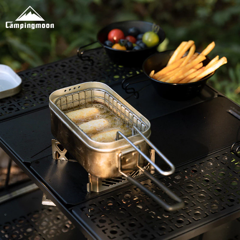 CAMPINGMOON H-1609 Mestin Black Lunch Box & S-1215 Frying Net Set