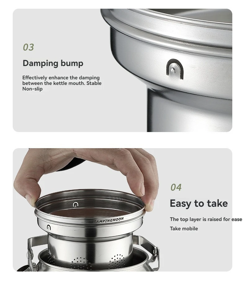 CAMPINGMOON SW-1 Kettle & SW-1-V Tea Filter Set