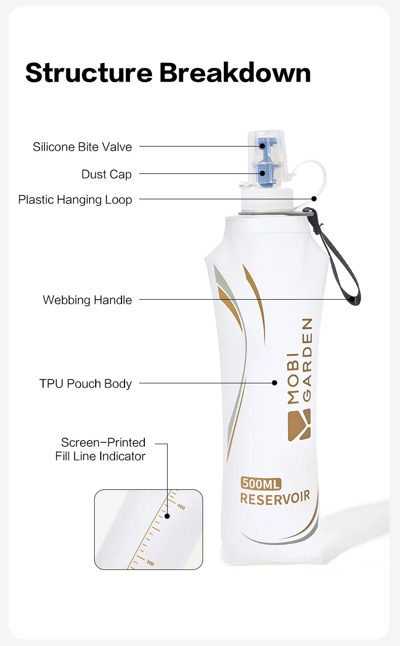 MOBI GARDEN QinChun Soft Flask Hydration Bottle 500ML