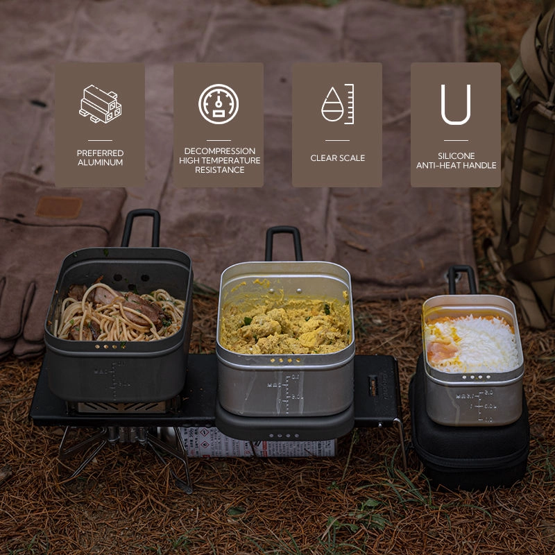 CAMPINGMOON Mess Tin Lunch Box & Frying Net Set – Small