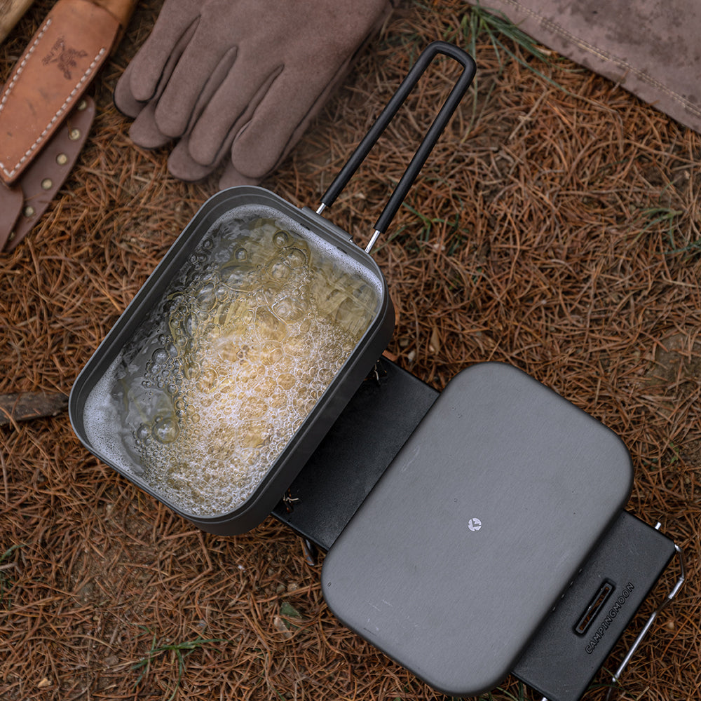 CAMPINGMOON Mess Tin Lunch Box & Frying Net Set – Small