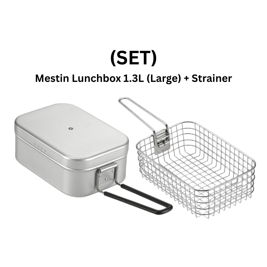 CAMPINGMOON Mess Tin Lunch Box & Frying Net Set – Large