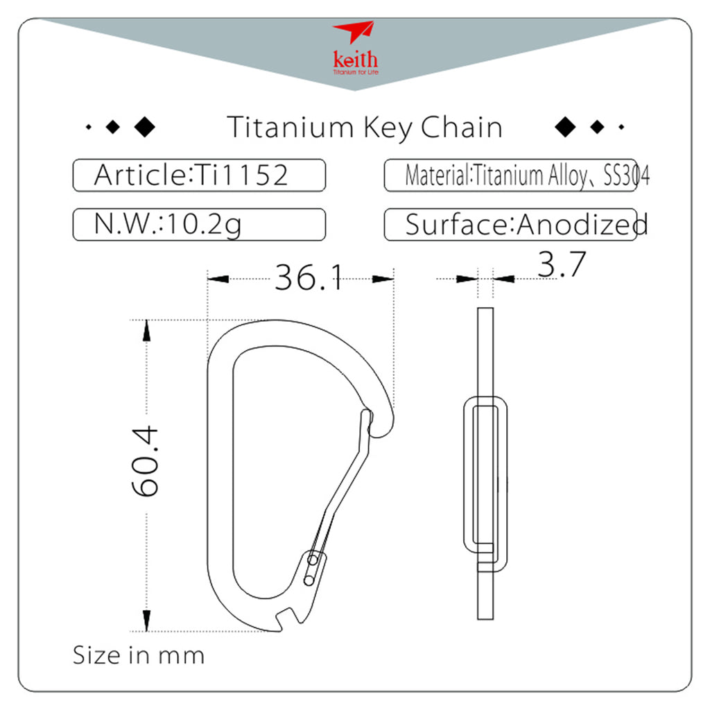 KEITH TITANIUM Light Carabiner Ti1152