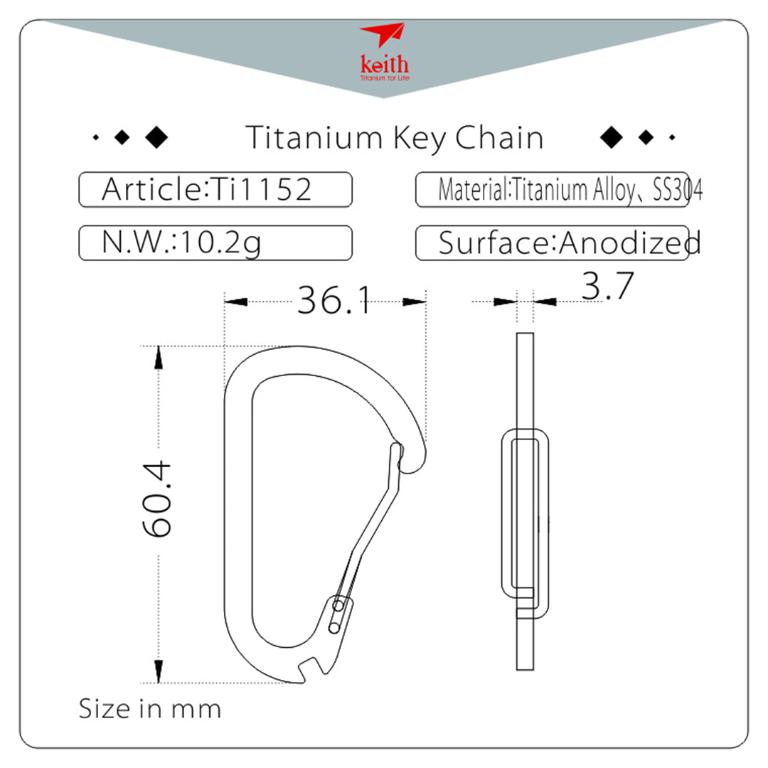 KEITH TITANIUM Light Carabiner Ti1152