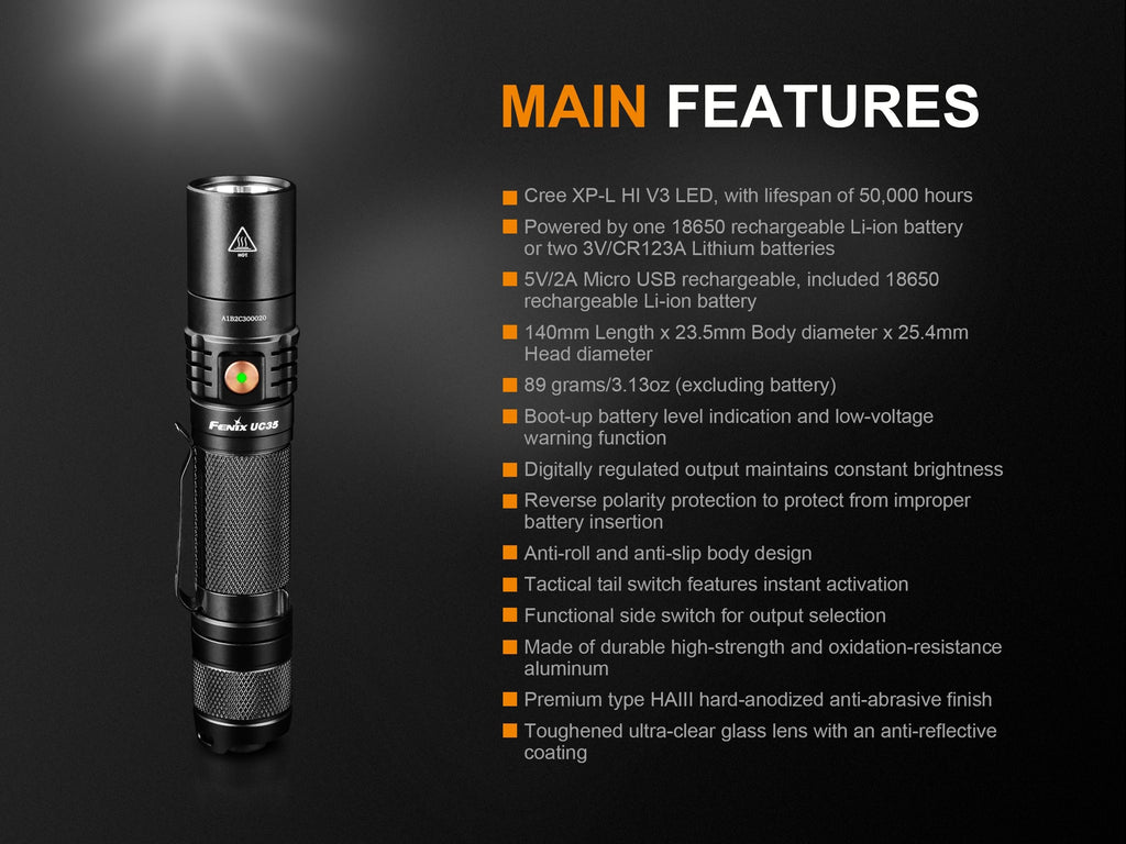 FENIX UC35 V2.0 Tactical Flashlight 1000LM