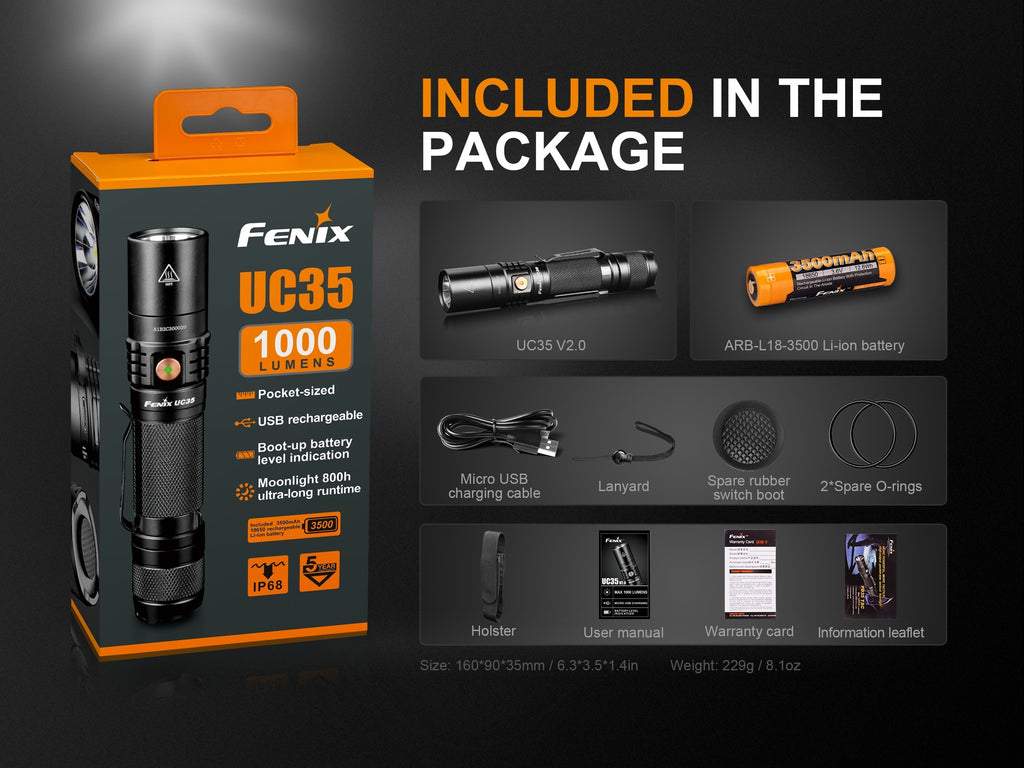 FENIX UC35 V2.0 Tactical Flashlight 1000LM