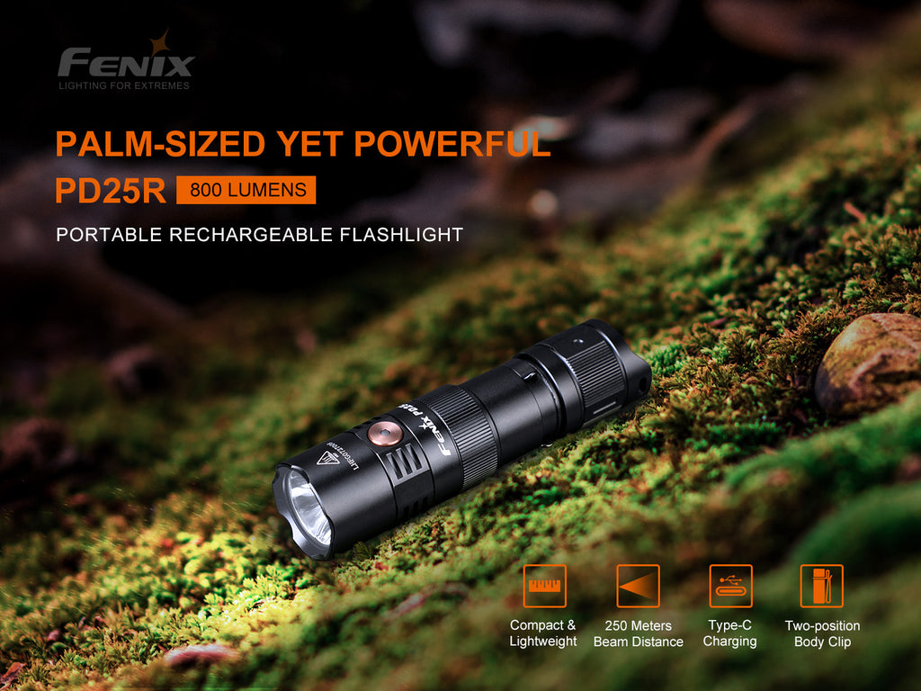 FENIX PD25R Portable Rechargeable Flashlight 800LM