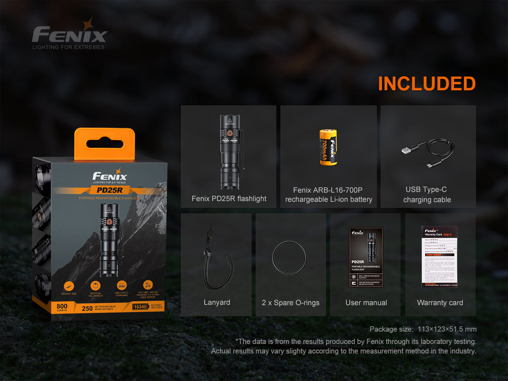 FENIX PD25R Portable Rechargeable Flashlight 800LM