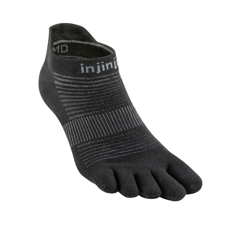 INJINJI Run Lightweight No-Show Ultra Thin Performance Running Socks - Black