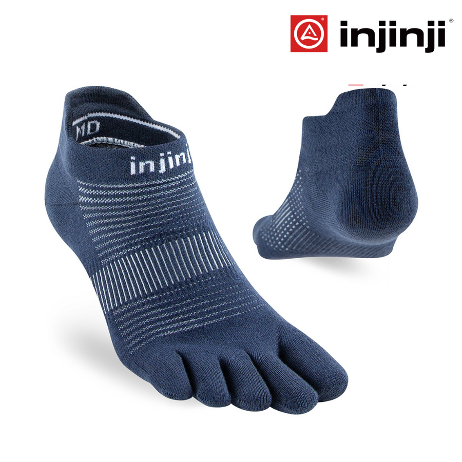 INJINJI Run Lightweight No-Show Ultra Thin Performance Running Socks - Navy