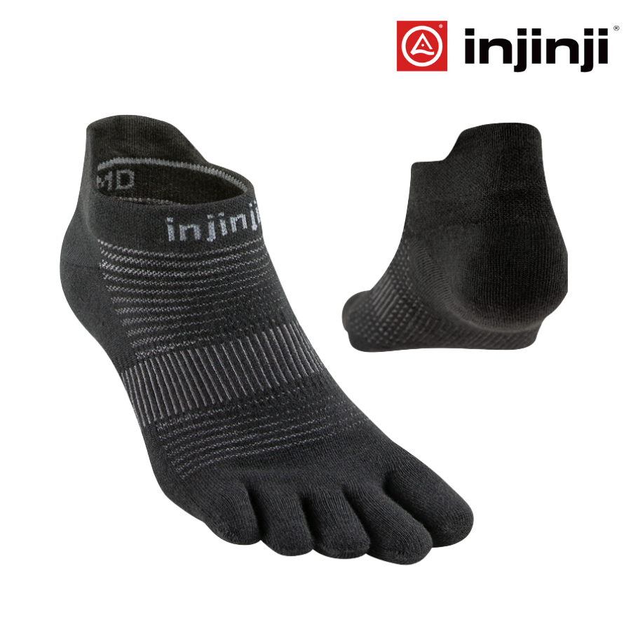 INJINJI Run Lightweight No-Show Ultra Thin Performance Running Socks - Black