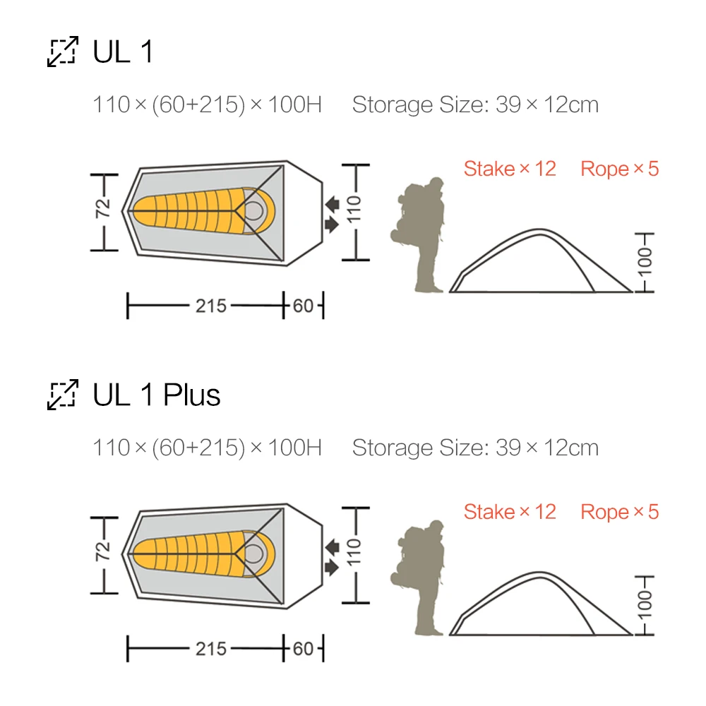 MOBI GARDEN Light Knight UL Tent - 1P Plus