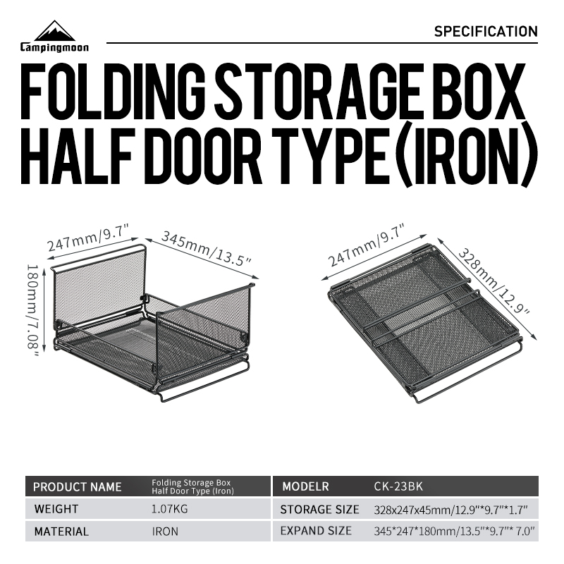 CAMPINGMOON CK-23BK Folding Half IGT Basket