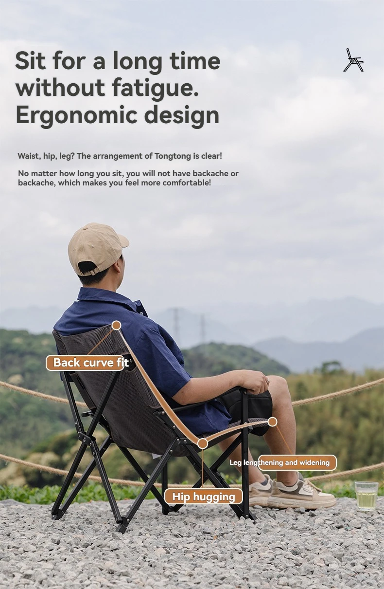 CAMPINGMOON F-1003-WBK Folding Mesh Handrest Low Chair