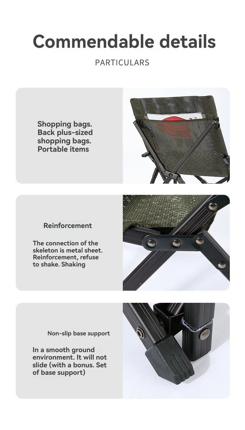 CAMPINGMOON F-1003-WBK Folding Mesh Handrest Low Chair