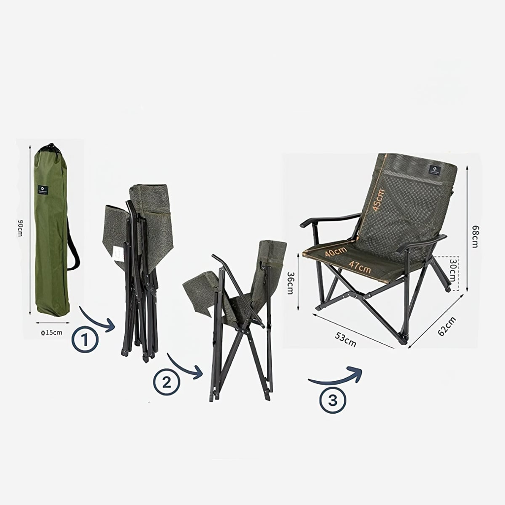 CAMPINGMOON F-1003-WBK Folding Mesh Handrest Low Chair