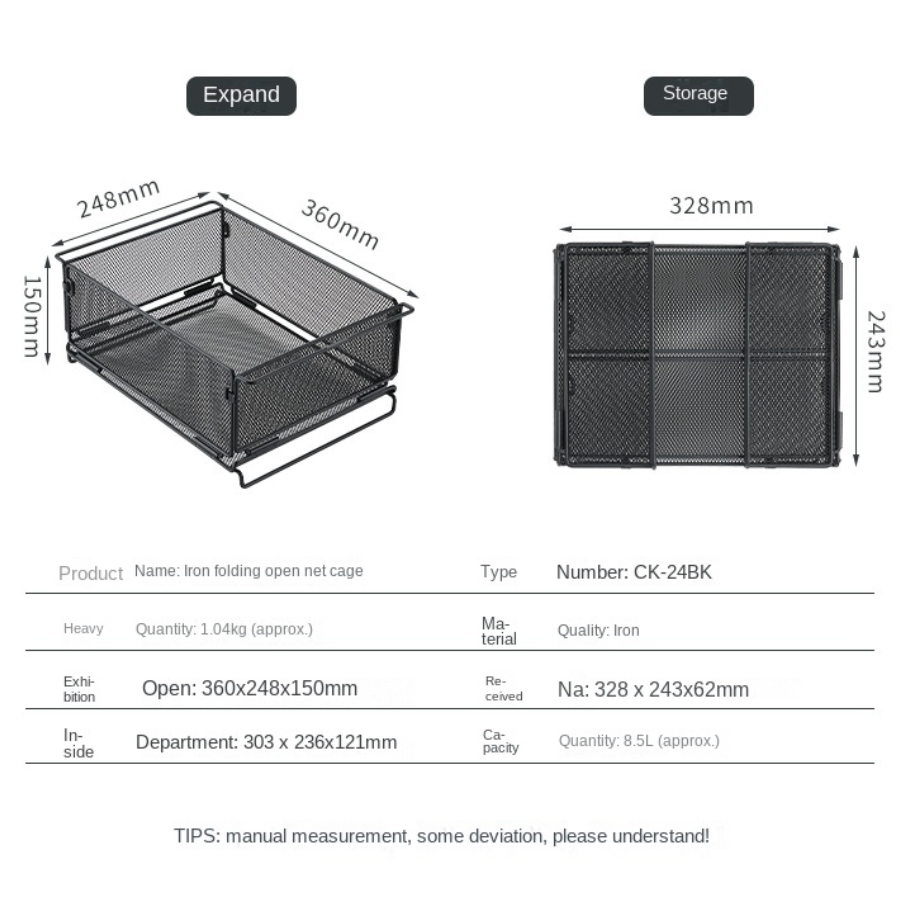 CAMPINGMOON CK-24BK Folding Full IGT Basket