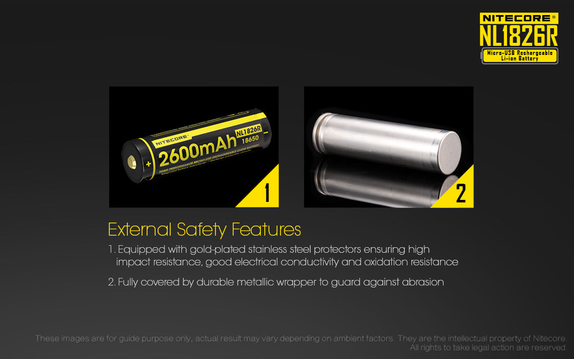 NITECORE NL1826R 18650 2600mAh USB-C Rechargeable Li-on Battery