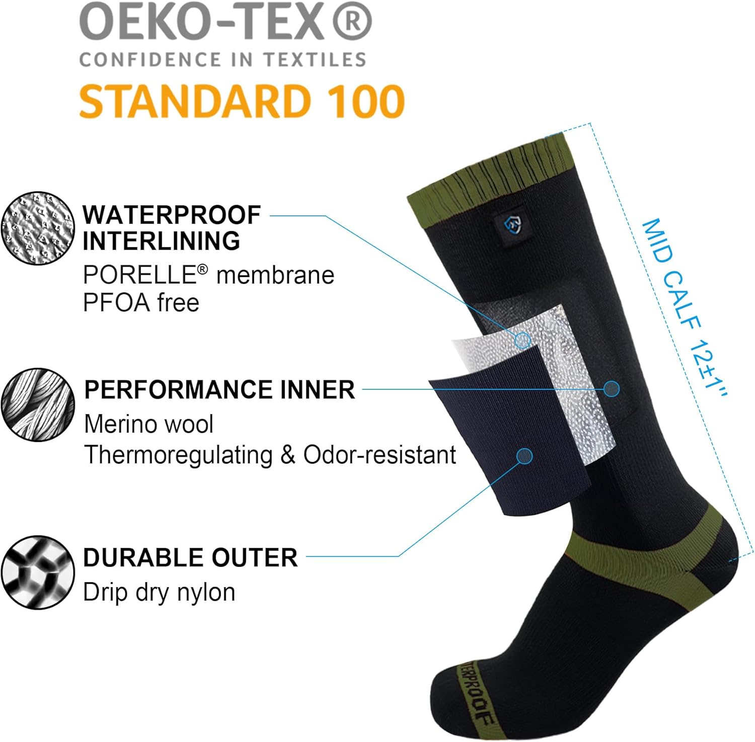 DEXSHELL Trekking Waterproof Merino Wool Socks