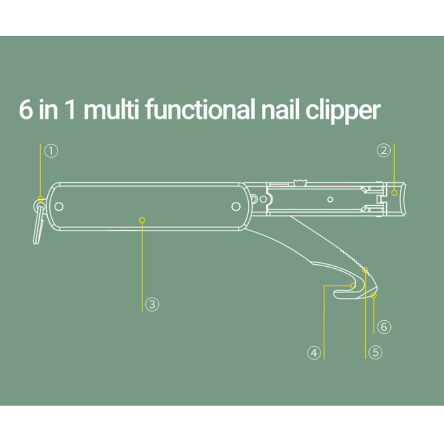 NEXTOOL NE20010 6-in-1 Multifunction Outdoor Nail Clipper - Black