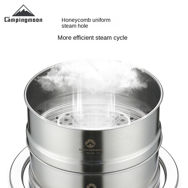 CAMPINGMOON CC-18 Saucepan & S363-2S Double Layer Steamer Set
