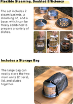 CAMPINGMOON CC-18 Saucepan & S363-2S Double Layer Steamer Set