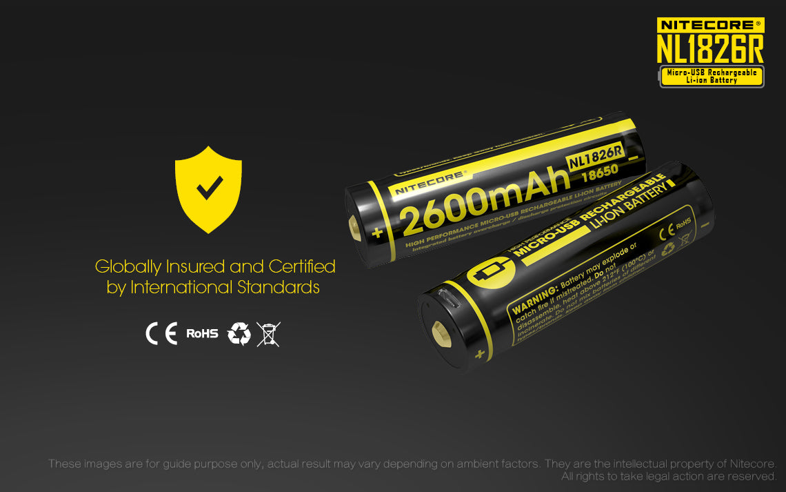 NITECORE NL1826R 18650 2600mAh USB-C Rechargeable Li-on Battery