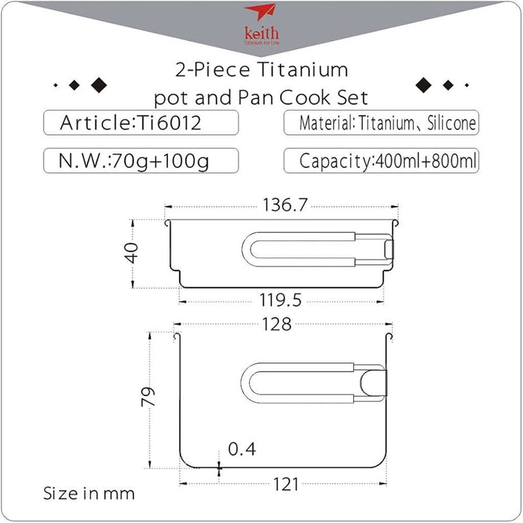 KEITH TITANIUM 2-Piece Pot and Pan Cook Set Ti6012