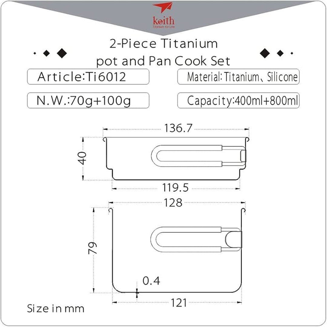 KEITH TITANIUM 2-Piece Pot and Pan Cook Set Ti6012
