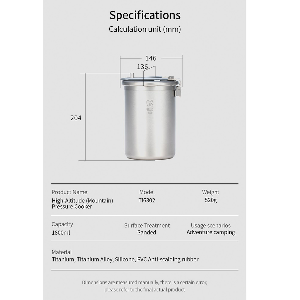 KEITH TITANIUM High-Altitude Pressure Cooker Ti6302