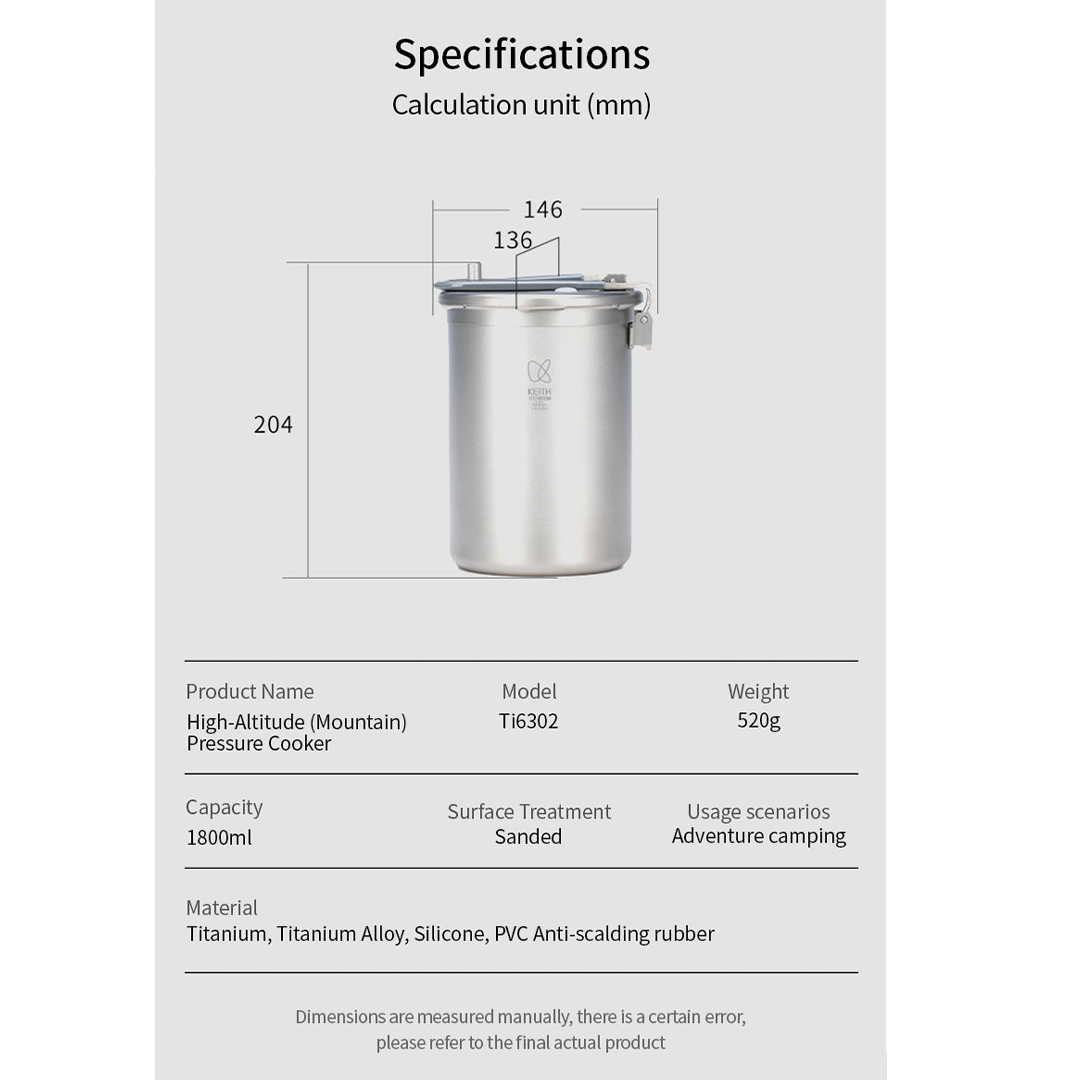 KEITH TITANIUM High-Altitude Pressure Cooker Ti6302