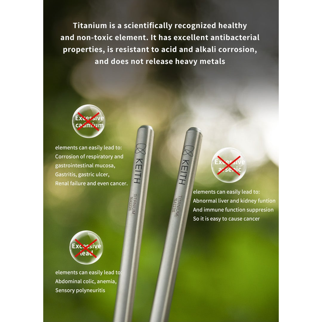 KEITH TITANIUM Round Handle Chopsticks Ti5620