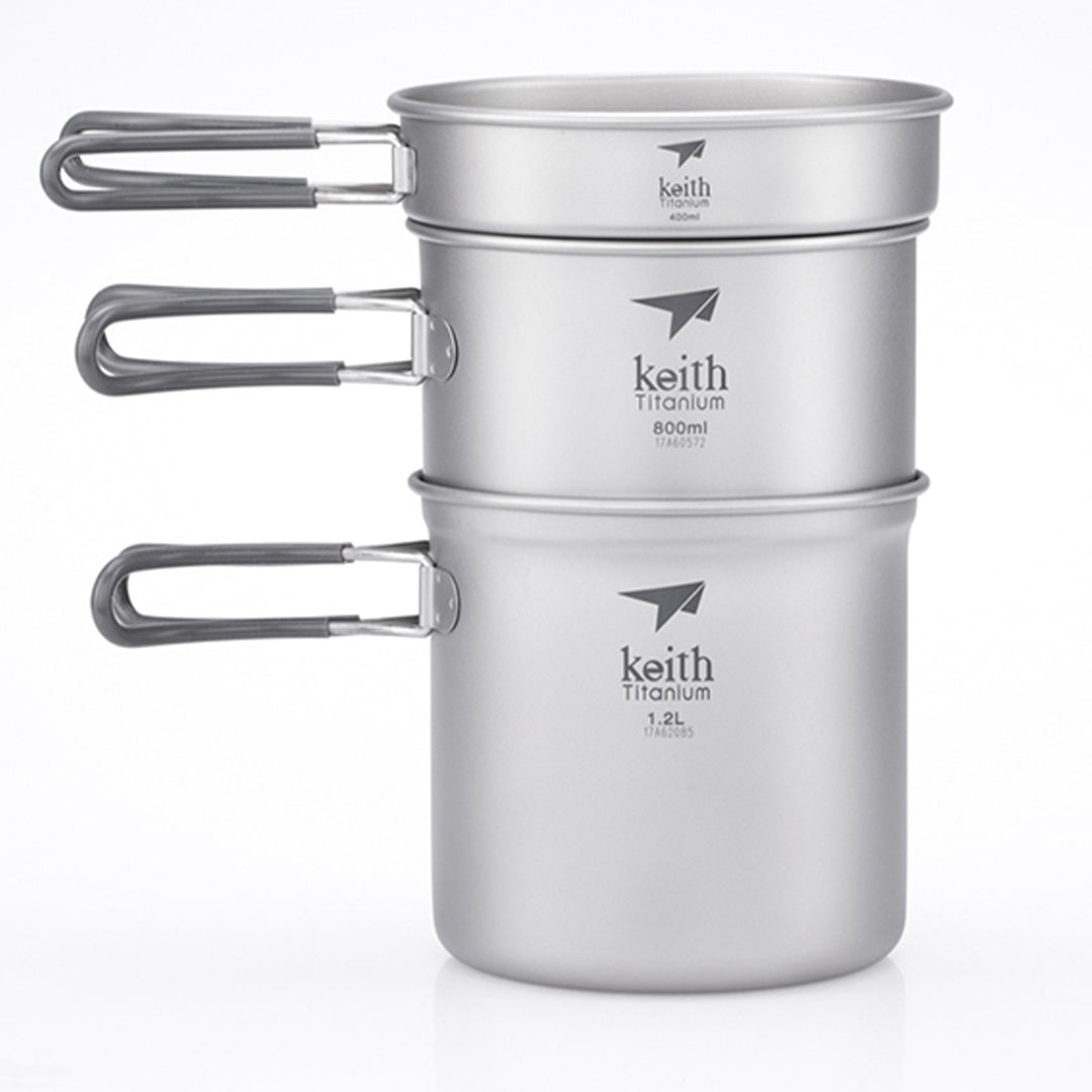 KEITH TITANIUM 3-Piece Pot & Pan Cook Set Ti6014