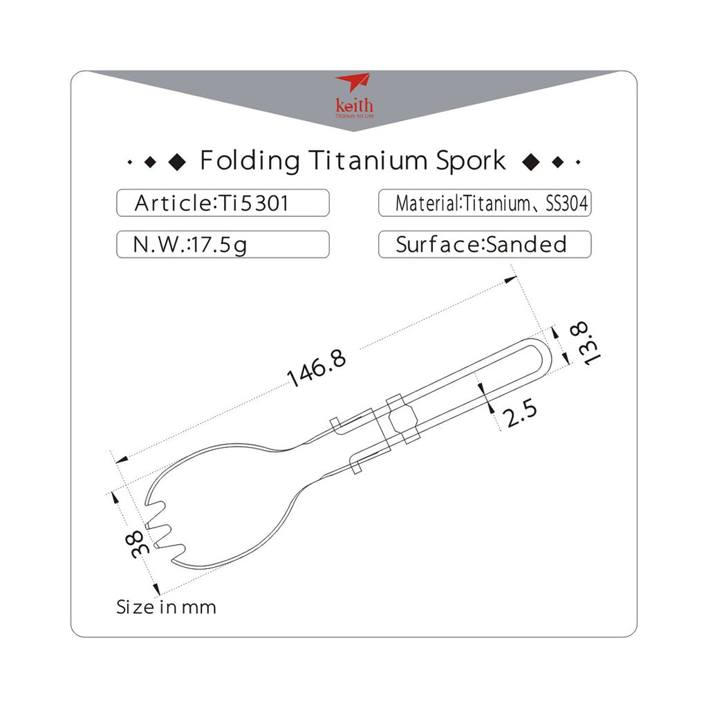 KEITH TITANIUM Folding Spork Ti5301