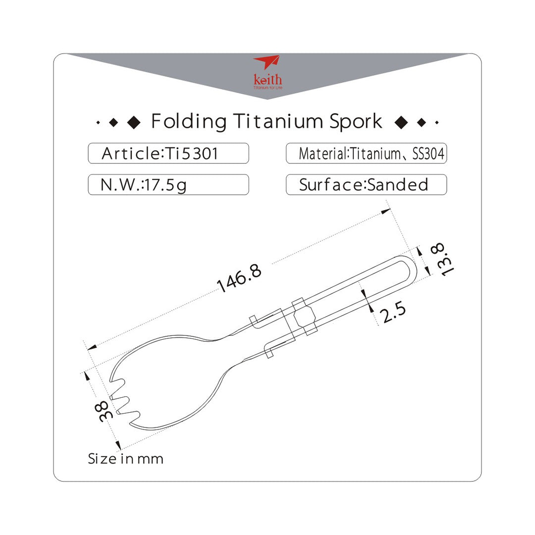KEITH TITANIUM Folding Spork Ti5301