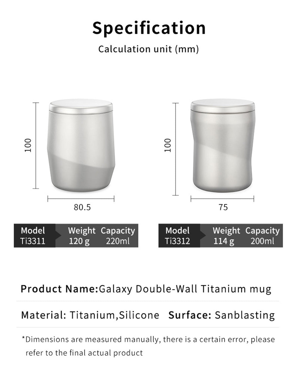 KEITH TITANIUM Double Wall Coffee Mug with Lid 220ml Ti3312