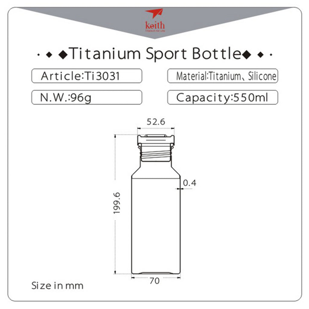 KEITH TITANIUM Sport Bottle 550ml Ti3031