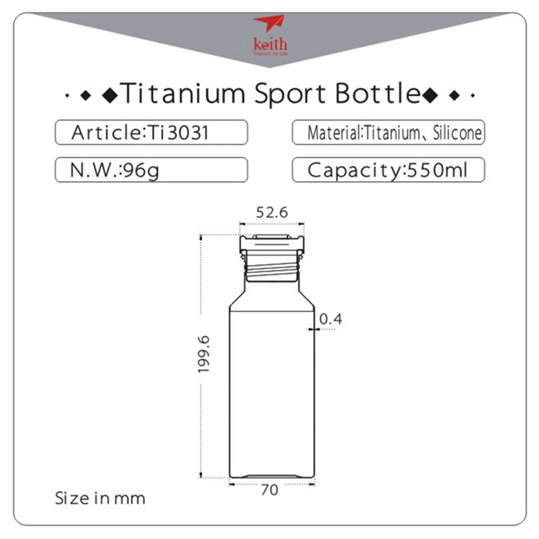 KEITH TITANIUM Sport Bottle 550ml Ti3031