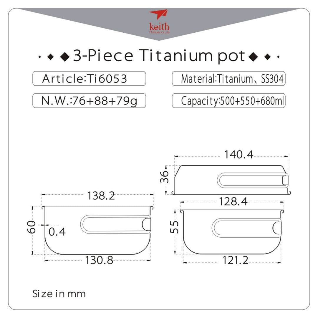 KEITH TITANIUM 3-Piece Pan Cook Set Ti6053