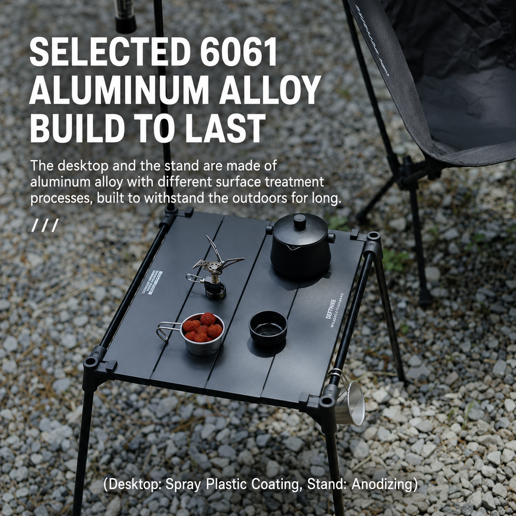 DEFTHIKE Square Camping Table with Light Pole Set