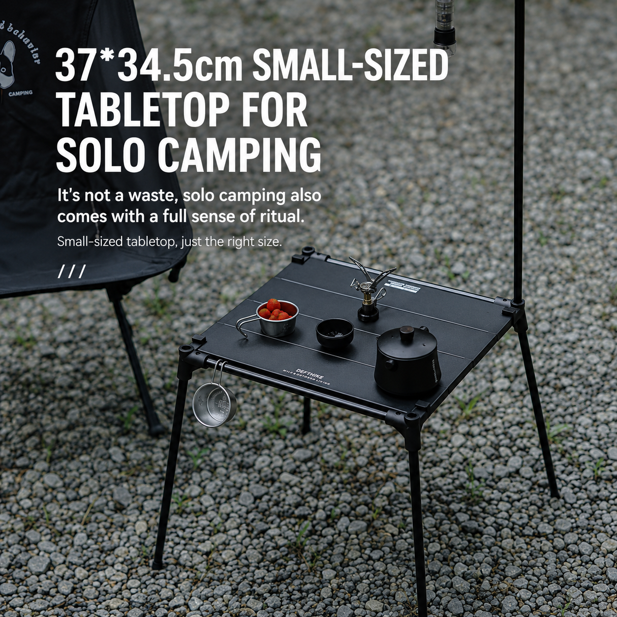 DEFTHIKE Square Camping Table with Light Pole Set