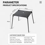 DEFTHIKE Square Camping Table with Light Pole Set