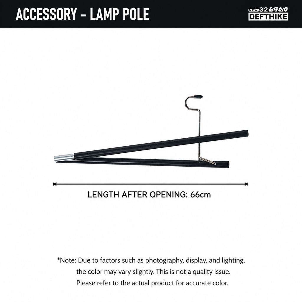DEFTHIKE Square Camping Table with Light Pole Set