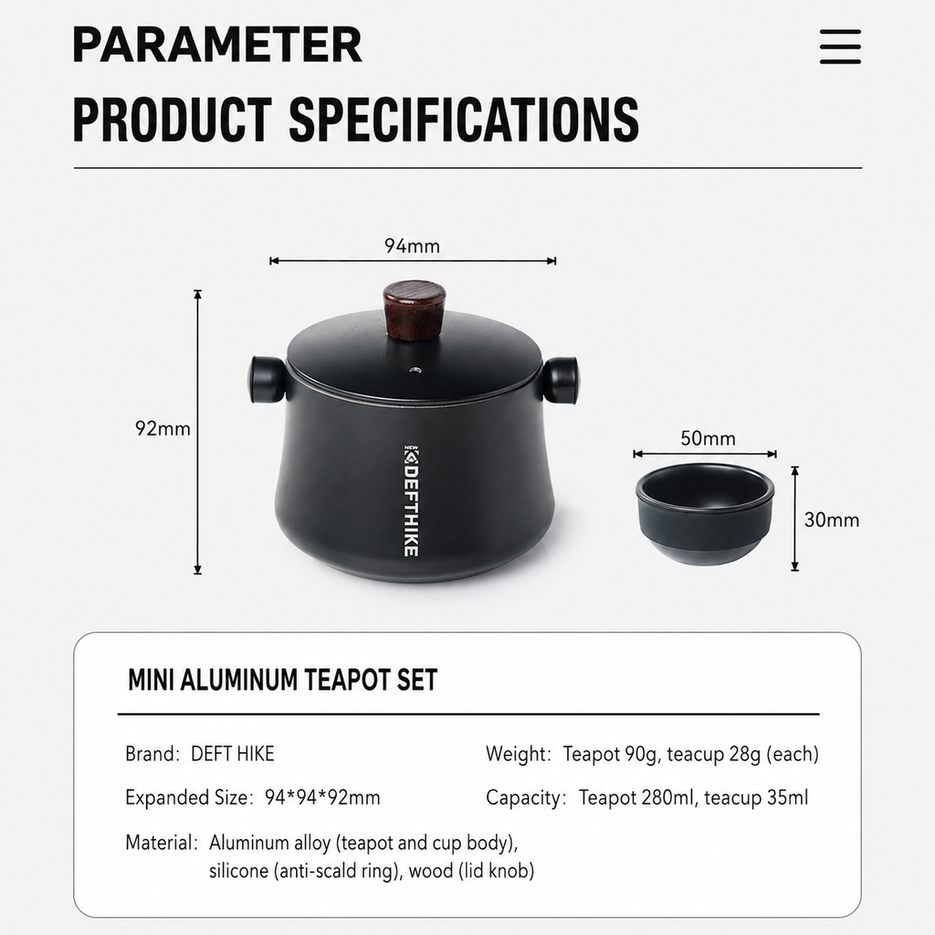 DEFTHIKE Mini Aluminum Teapot with Teacup