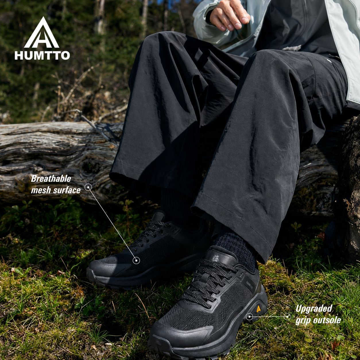 HUMTTO Women's Low-Cut Hiking Shoes Breathable & Wear-Resistant - Dark Purple/Black
