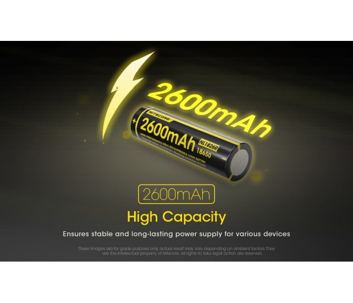 NITECORE NL1826R 18650 2600mAh USB-C Rechargeable Li-on Battery