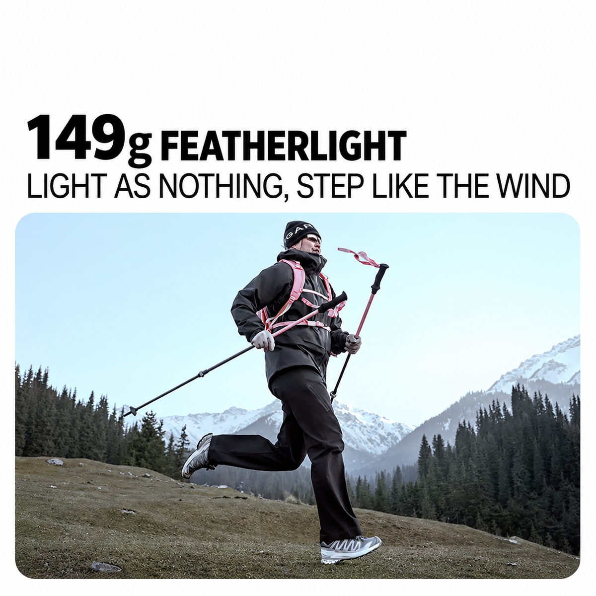 MOBI GARDEN ZT Pole 120 – Ultralight Carbon Fibre Telescopic Trekking Pole (59-120cm)