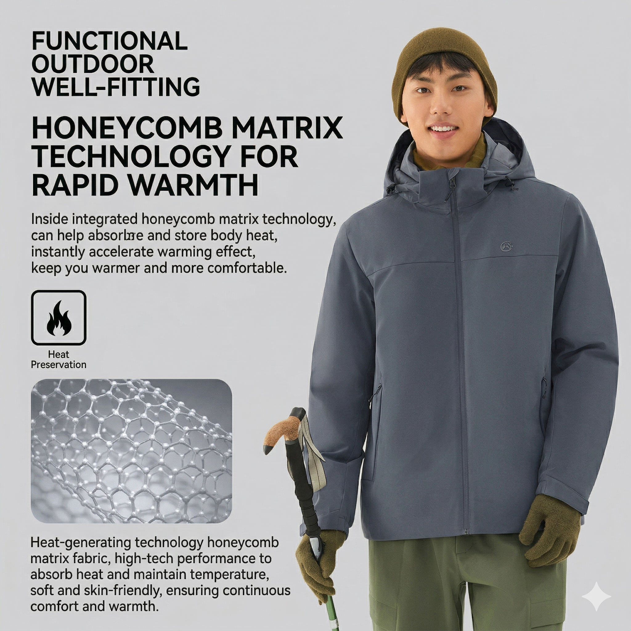 TECTOP Men’s Hiking Jacket – Waterproof & Fleece Lined