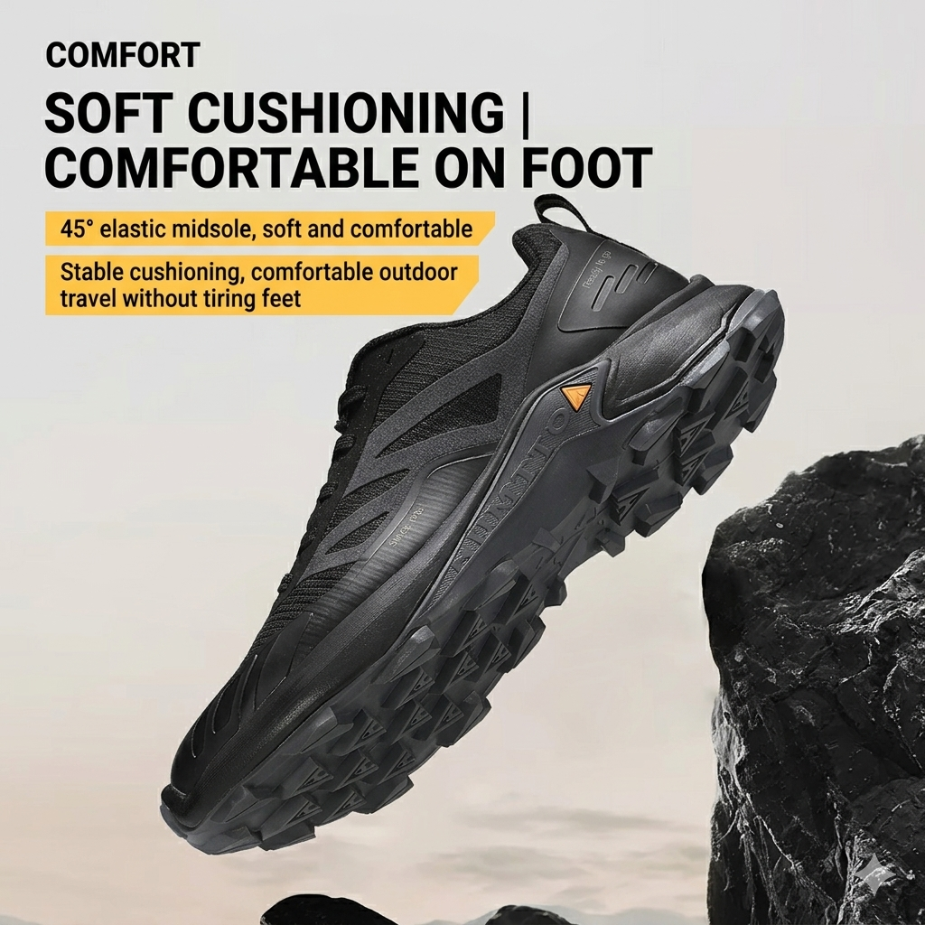 HUMTTO Men's Low-Cut Hiking Shoes Water-Resistance & Breathable – Dark Grey
